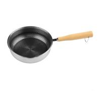 Stainless Steel Frying Pan with Physical Nonstick for Honeycomb Texture for Egg Steak Cooking Even Heat Distribution Oil Splashing Pot Black 16cm(B)