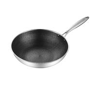 Stainless Steel Frying Wok Pan, Dishwasher and Oven Safe, Non Stick, Works on Induction Cooktop, Gas, Ceramic, and Electric Stove(32cm410#1)