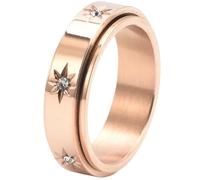 Stainless Steel Full Circle CZ Spinner Ring Minimalist Romantic Couple Jewelry Engraved Design Engagement Wedding Gift