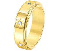 Stainless Steel Full Circle CZ Spinner Ring Minimalist Romantic Couple Jewelry Engraved Design Engagement Wedding Gift