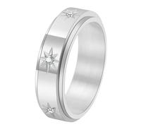 Stainless Steel Full Circle CZ Spinner Ring Minimalist Romantic Couple Jewelry Engraved Design Engagement Wedding Gift