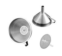 Stainless Steel Funnel, Barley Ears Food Grade Kitchen Funnel with Removable Strainer/Filter, Funnels for Filling Bottles Essential/Cooking Oils or Filtering Dry Ingredients & Powder, (5 Inch) Silver.