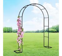 Stainless Steel Garden Arch - Adjustable 80-350 cm Trellis for Vegetable Growth - Black - 320 x 230 cm - Includes Base - Perfect for Garden Decoration and Support