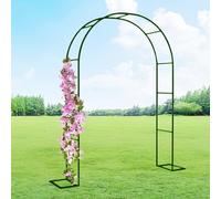 Stainless Steel Garden Arch, Metal Trellis for Climbing Plants, Sturdy Arbor Support, Adjustable 80-350cm Vegetable Growth Arch, Green (140x230cm) with Base.