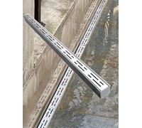 Stainless Steel Garden Drainage System with End Caps - 39.4in Narrow Concrete Trench for Effective Water Management(100cmx7cmx5cm4 Pack)