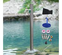 Stainless Steel Garden Fountain with Faucet, Outdoor Frost-Proof Hose Stand, Hydrant Water Feature for Irrigation/Washing, 6.4 * 86cm/2.5 * 34in