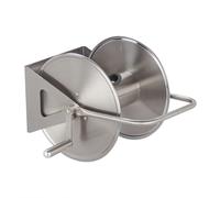 Stainless Steel Garden Hose Reel 40m Floor Or Wall Mounted Silver Hand Crank