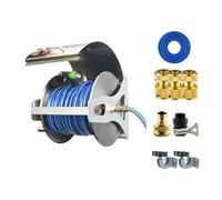 Stainless Steel Garden Hose Reel, Wall/Floor Mounted Retractable, Ideal for Plant Watering, Car Washing, and Patio Use