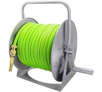 Stainless Steel Garden Hoses Reel, 15/20/30/40M Garden Pipe Storage Cart Exclude Winding Tool, Portable Hose Watering Gun Artifact Storage Rack(Green,20m)