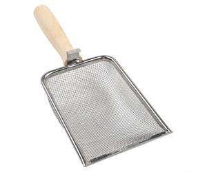 Stainless Steel Garden Soil Sieve with Wooden Handle, Compost Sifter Tool for Potting Mix, Sand & Debris Removal, Ergonomic Shovel for Flower Beds, 4-Pack Mesh Sizes 1mm(3.8mm)