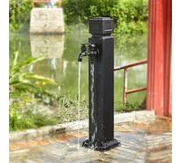 Stainless Steel Garden Water Column with Double Faucet Adjustable Height 74-114 cm Antique Watering Station for Outdoor Irrigation Hand Washing Winter Frost Protection