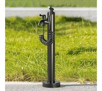 Stainless Steel Garden Water Column with Faucet & Spray Gun Outdoor Floor Fountain Hose Holder Irrigation System 60x6cm Perfect for Gardens & Patios