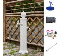 Stainless Steel Garden Water Column with Faucet - White Freestanding Hydrant for Backyard Irrigation, Farm & Pasture Washing, Winter Vertical Watering System (112cm/44.1in)
