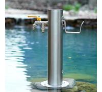 Stainless Steel Garden Water Fountain, Decorative Freestanding Hose Stand with Brass Faucet for Backyard Irrigation