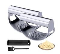 Stainless Steel Garlic Press,2025 New Arc Shape Stainless Steel Ring Garlic Chopper, Garlic Presse Rocker Garlic Press Mincer Crusher Press, Kitchen Heavy Duty Handle Garlic Chopper(2)