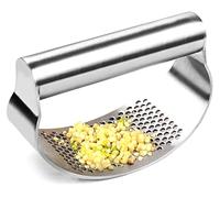 Stainless Steel Garlic Press Garlic Crusher Curved Shaped Presser and Rocker for Effortless Use - Easy to Clean Dishwasher Safe - Super Strong and Durable