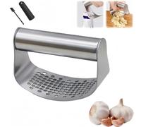 Stainless Steel Garlic Press-Heavy Duty Garlic Mincer & Crusher Tool with Peeler & Brush，Comfortable Handle Garlic Chopper for Smash Garlic Kitchen Tools (2025 Upgrade) (B)