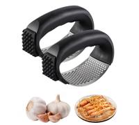 Stainless Steel Garlic Press, Stainless Steel Garlic Press Rocker - Easy Squeeze Manual Garlic Crusher for Kitchen, Portable Smasher & Mincer Tool (2 Pack)