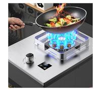 Stainless Steel Gas Cooker,Portable Stove 1 Burner,5.2KW 9-cavity High-fire Timer,with Flameout Protection LPG/NG Source Compatible,for Indoor/outdoor Use(NG)