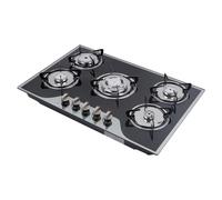 Stainless Steel Gas Stove 30.5 * 20.1 * 2.6in 180°Fire Control Quick Start Cooktop with 5 Burners, More Energy-saving Kitchen Gas Cooker Stove for Domestic or Commercial Cooking