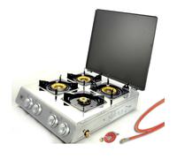 Stainless Steel Gas Stove 4 Burner 12 KW With Lid Camping Stove Wok Cooker