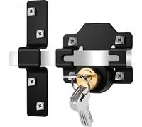 Stainless Steel Gate Lock - 50mm Double Sided Locking Long Throw Door Lock for Wooden Gates/Yard/Fence (5 Keys) - Key Entry Security for Garden, Patio & Courtyard