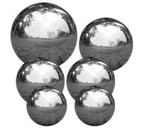 Stainless Steel Gazing Ball, 6PCS Silver Balls, 2＆3＆4＆6" Big Shiny Balls, Reflective Mirror Polished Garden Sphere for Home Garden Pond Ornament Big Shiny Balls Mirror Balls Garden Sphere