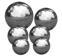 Stainless Steel Gazing Ball, 6PCS Silver Balls, 2&3&4&6" Big Shiny Balls, Reflective Mirror Polished Garden Sphere for Home Garden Pond Ornament Big Shiny Balls Garden Sphere Silver Balls Mirror Balls