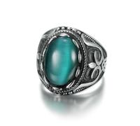 Stainless Steel Gemstone Rings Men's Oval Large Stone Jewelry Trendy Hip Hop Style Fashion Accessory Present