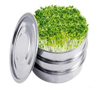 Stainless Steel Germination Sprouting Tray Kit, Stackable Microgreens Growing Tray, Round Germination Sprouter for Beans Broccoli Alfalfa(A)