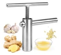 Stainless Steel Ginger Garlic Press,Hand Crank Juicer | Manual Machine & Juicing Tool,Easy To Clean, Easy Squeeze,For Garlic,Ginger,Lemon,Pomegranate