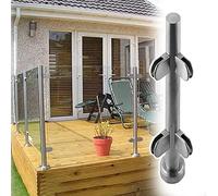 Stainless Steel Glass Balustrade Kit for Deck & Patio - 304 Outdoor/Indoor Railing System 90/95/105cm Height Silver Corner Post Safety Guardrail for Stairs & Platforms