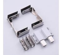 Stainless Steel Glass Door Hinge Featuring Double Head Magnetic Catch for Secure Closure on 5 8mm Glass Doors, Acrylic Plates, and Wooden Door Leaves (Double Silver)