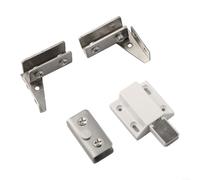 Stainless Steel Glass Door Hinge with Double Head Magnetic Catch for 5-8mm Glass Doors, Easy Install Clamp Hardware for Acrylic, Wooden or Pet House Door Applications, ABS Components (Single Silver)