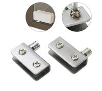 Stainless Steel Glass Door Hinges 1 Pair Cabinet Pivot Clips for 5-8 mm Glass Panels No Drilling Installation Silver Finish Suitable