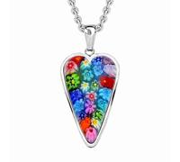 Stainless Steel Glass Murano Style Multi Color Beaded Cross Choker Pendant Necklace Delicate size 20" Catholic Faith Christian Religious Birthday Jewelry Birthday Gifts for Women, 20", Glass, murano