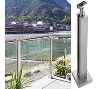 Stainless Steel Glass Railing Post - 2x2 Square Balustrade Kit, Adjustable Heights 49-61" (Shallow Grey, 130cm) for Decks & Patios - Complete Installation Included