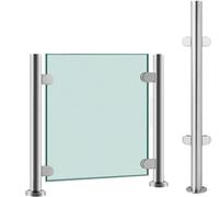 Stainless Steel Glass Railing Post 65-105cm - Round Glass Clamp for Outdoor Balconies & Stairs Corner Post DesignGlass Holder for Modern Balustrades