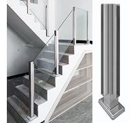 Stainless Steel Glass Railing Post for Indoor Stairs - 304 Rectangle Balustrade Pole, Silver Corner Post for Villas, Balcony & Exterior Steps, Height 80cm (31.5")