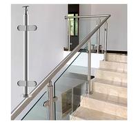 Stainless Steel & Glass Railing Post for Stairs - 26-57 Inch Height Clamp Support Baluster Ideal for Pool Areas (Silver Corner Post 145cm)