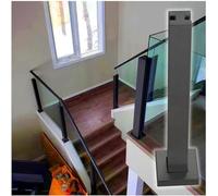 Stainless Steel Glass Railing Post - Square Balustrade Clamp for 10-12mm Panels Deck Fence Banister Column Black Mid Post 95cm (37.4 in) - & Stylish