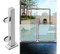 Stainless Steel Glass Railing Post with Square Clamp, Durable Indoor/Outdoor Balustrade Support for Glass Panel - Ideal for Modern Decks and Staircases