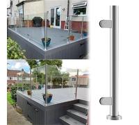 Stainless Steel Glass Railing Posts - 25 to 60 Inch Balustrade with Spigot Slots for Steps, Balcony, Stairway,(Deep Coffee,125cm)