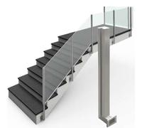 Stainless Steel Glass Railing Posts for Stairs - Modern Side Mounted Balustrade System with Complete Installation Kit (Right End Post, 85cm) - Durable & Stylish Safety Solution