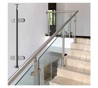 Stainless Steel & Glass Railing Support Post for Stairs - Clamp Holder for 26-57 Inch Balustrades & Pool Areas (Silver Mid Post 75cm)