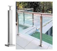 Stainless Steel Glass Railing System for Indoor/Outdoor Balustrades - 120cm Silver End Post Adjustable il Compatible Modern Glass Guardrail Solutions