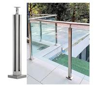 Stainless Steel Glass Railing System for Indoor & Outdoor - Glass Balustrade with Silver Corner Post & il - Modern Safety Guardrail Solution