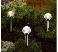 Stainless Steel Glow Orb Stake LED Light with Crackle Glass Top