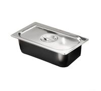 Stainless Steel GN Containers with Heavy-Duty Metal Lids for Safe Food Storage Marinating Portion Control and Tableside Serving (6.5cm)