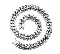 Stainless Steel Gold Color Cuban Chain Faucet button Hip Hop Fashion Jewelry For 6MM/10MM/12MM/14MM/16MM-Steel Color,8MM,20inch